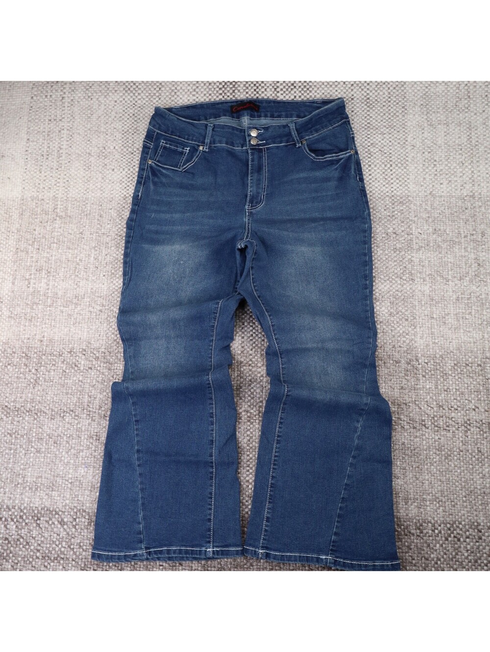 Curvalicious Flare Jeans Womens Plus Size 20 Blue Stretch Medium Wash Denim Pant